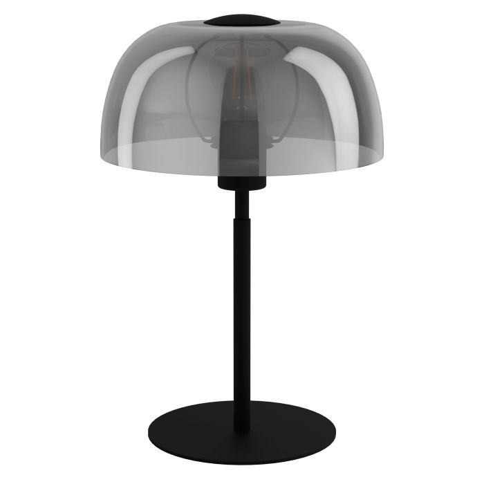 EGLO 900141 Lampada da Tavolo E27 in Vetro e Acciaio, Nero e Trasparente, per Camera da Letto e Soggiorno