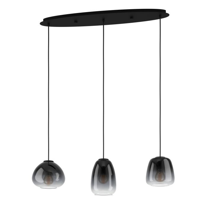 Eglo AGUILARES Lampada a Sospensione E27 3 Luci in Metallo Nero Dimmerabile