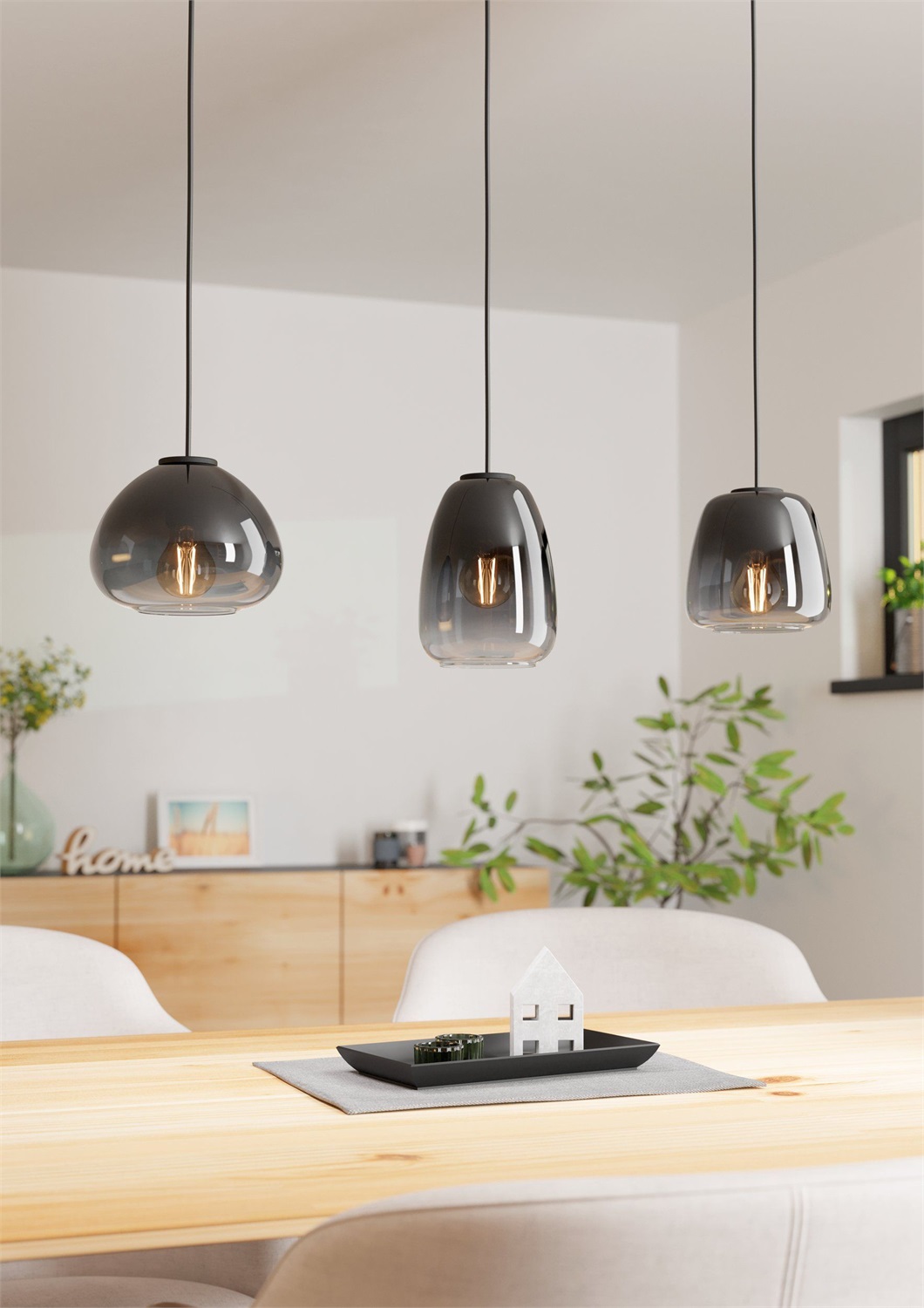 Eglo AGUILARES Lampada a Sospensione E27 3 Luci in Metallo Nero Dimmerabile