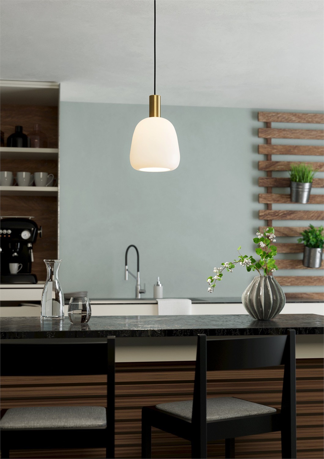 EGLO Lampadario Sospensione Manzanares E27 40W Oro e Vetro Opaco Ø22,5cm