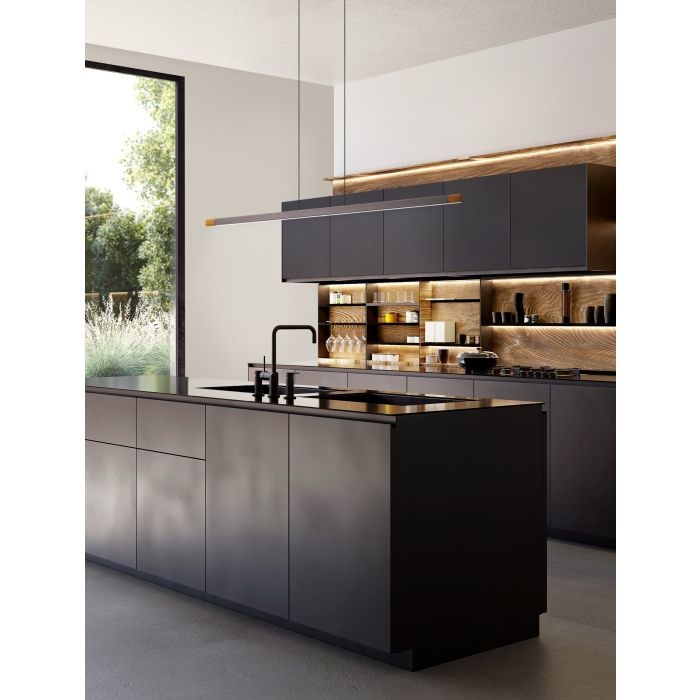 EGLO LISCIANA Lampada a Sospensione LED Dimmerabile in Acciaio e Legno, 126x110 cm, Grigia