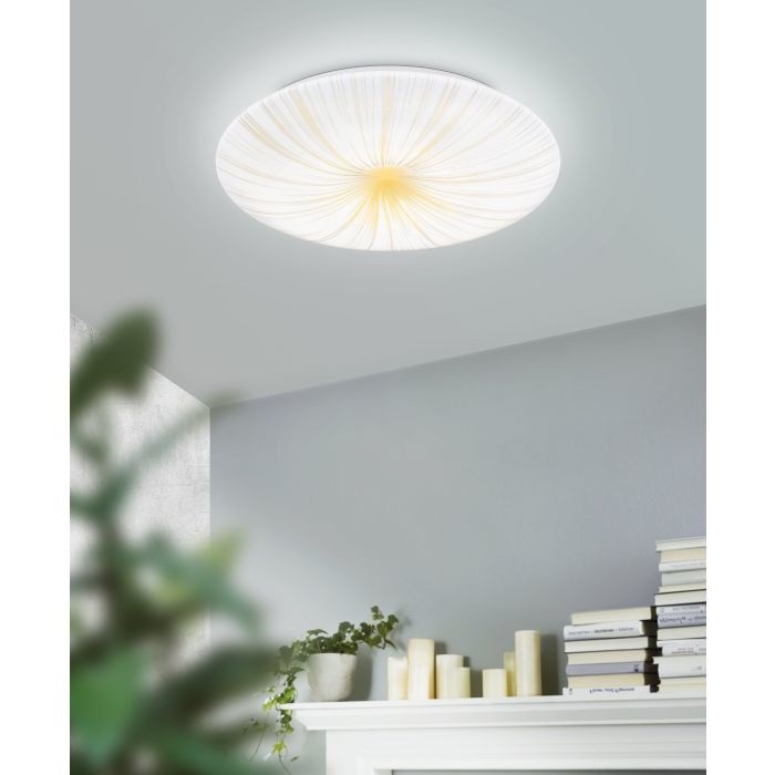 Eglo Plafoniera Nieves 1 LED 10W Ø 31 cm in Acciaio Bianco e Oro, Luce Calda 3000K