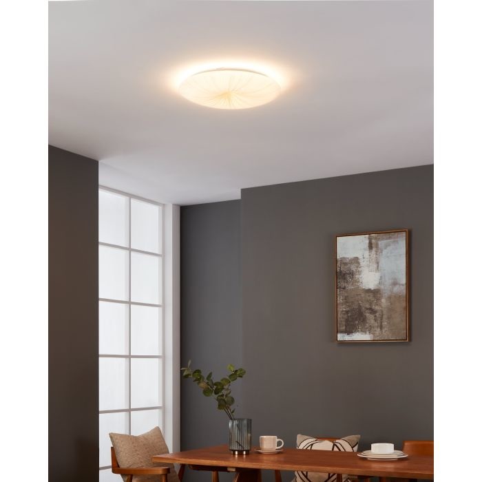 Eglo Lampada da Soffitto LED Nieves 1 - Ø 41 cm, Luce a Cielo Stellato, Metallo e Plastica Bianco e Oro