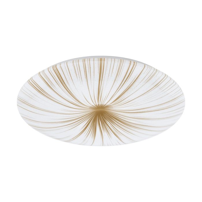 Eglo Lampada da Soffitto LED Nieves 1, Ø 51 cm, Luce a Cielo Stellato in Bianco e Oro