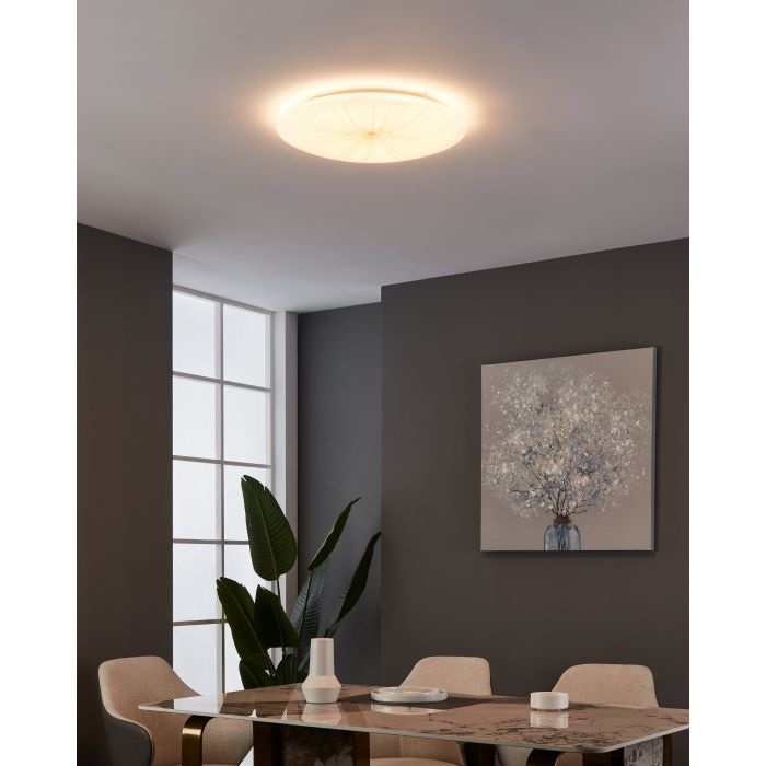 Eglo Lampada da Soffitto LED Nieves 1, Ø 51 cm, Luce a Cielo Stellato in Bianco e Oro