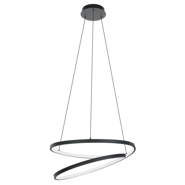 EGLO Ruotale Lampada a Sospensione LED 37W, Ø55cm, 4800 Lumen, Luce Calda 3000K, Struttura in Metallo Nero e Plastica Bianca