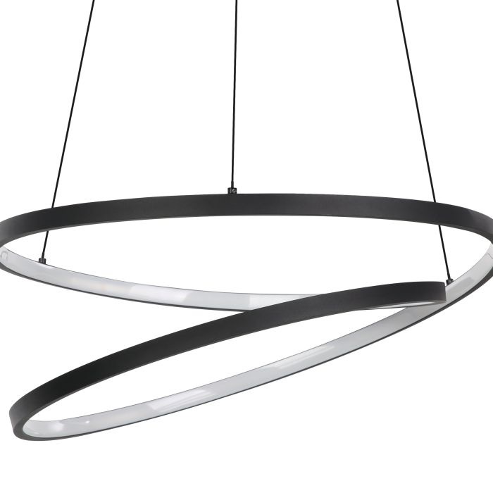 EGLO Ruotale Lampada a Sospensione LED 37W, Ø55cm, 4800 Lumen, Luce Calda 3000K, Struttura in Metallo Nero e Plastica Bianca