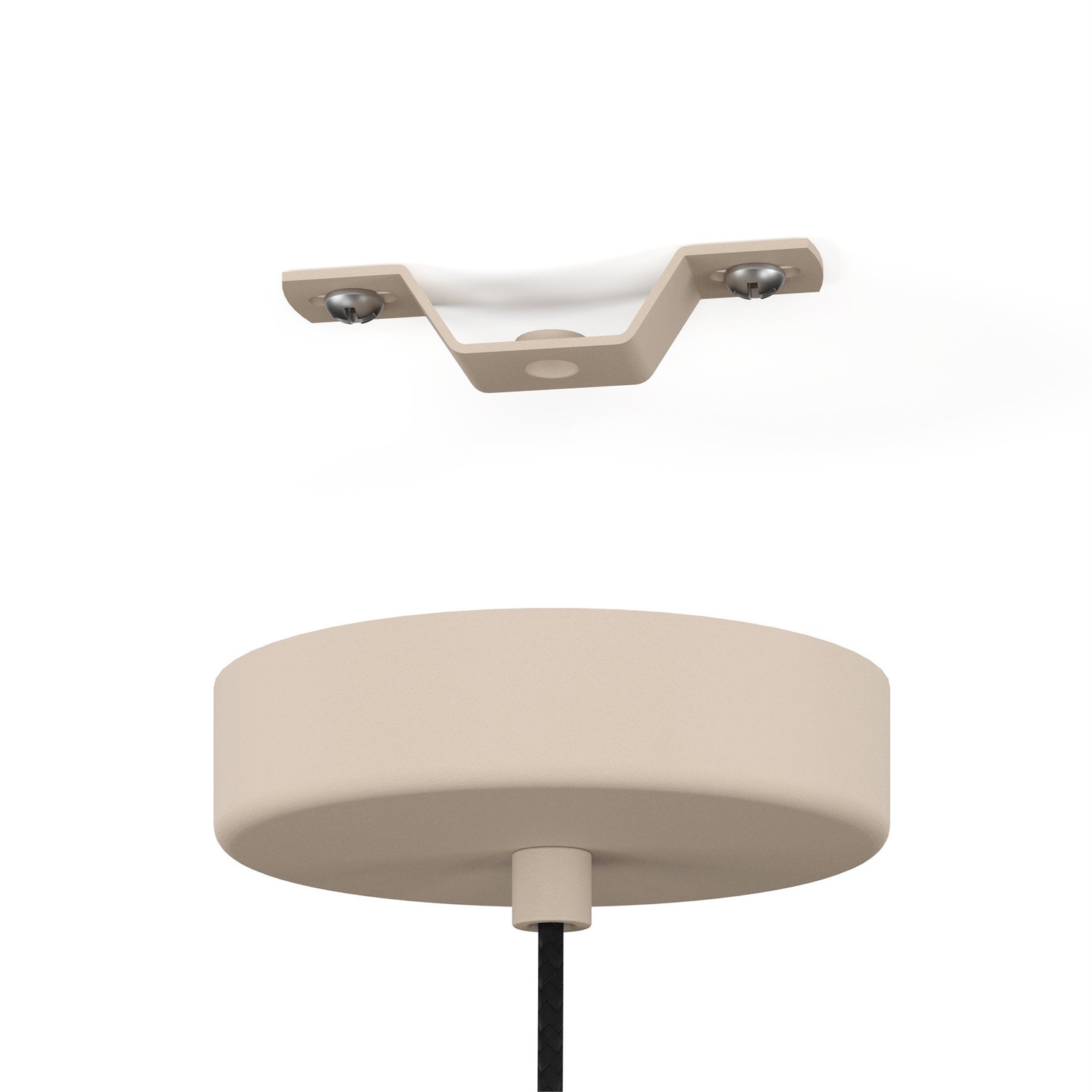 EGLO Valdiola Lampada a Sospensione E27 1 Luce in Metallo Tortora e Ottone Satinato, Diametro 36 cm, Altezza 110 cm