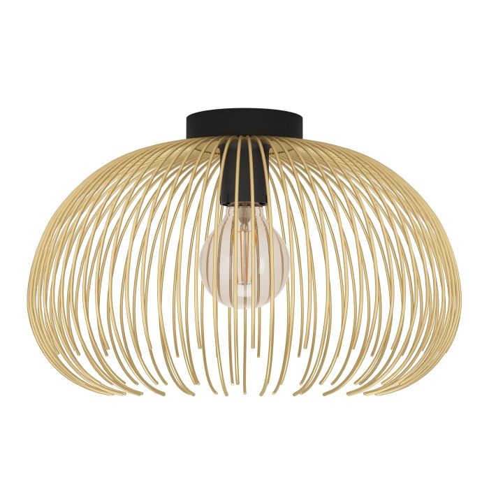 Eglo Venezuela Lampada da Soffitto Elegante in Metallo Nero e Oro con Paralume in Fili d'Oro, Attacco E27, 40 W