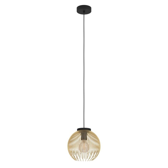 EGLO Lampada a Sospensione Venezuela E27 1 Luce 40W in Metallo Nero e Oro Ø23,5cm