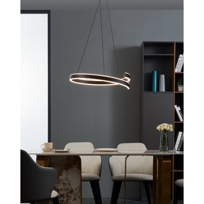 EGLO Andabaia-Z Lampada a Sospensione LED in Metallo Nero, 42,5W, ZigBee, Controllo App e Alexa, Colore Luce Regolabile e Dimmerabile