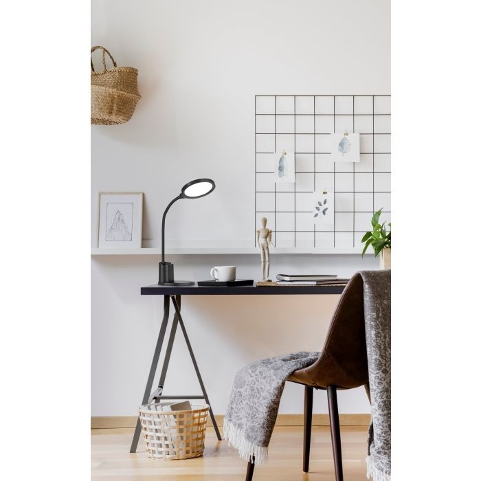 EGLO Brolini Lampada da Tavolo LED Ricaricabile in Plastica Nera, Colore Luce Regolabile, Dimmerabile, 300 Lumen