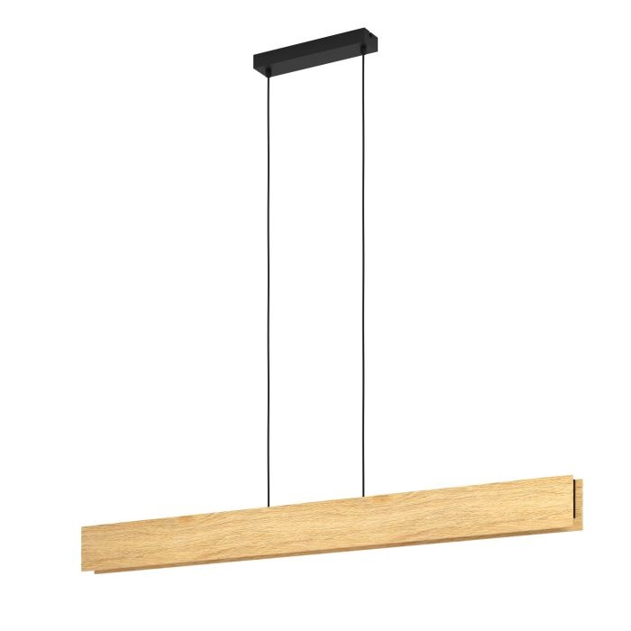 Eglo ANCHORENA-Z Lampada a Sospensione LED Dimmerabile in Legno con Controllo ZigBee e Colore Regolabile RGB