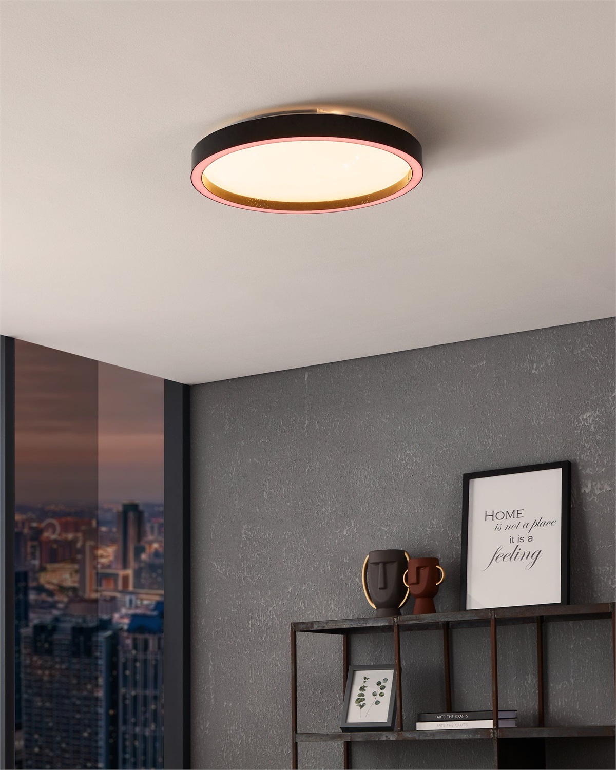 Eglo Montemorelos-Z Plafoniera LED Dimmerabile con Effetto Cristallo, Controllo ZigBee e Alexa, Bianco Caldo - Bianco Freddo e RGB, Ø 42 cm