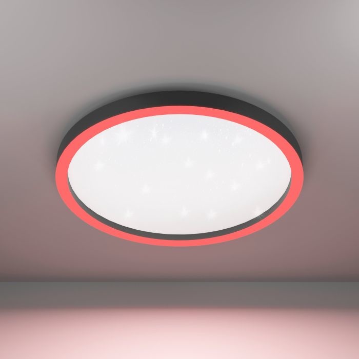 EGLO Montemorelos-Z Plafoniera LED Smart Home Dimmerabile Nero e Bianco con Effetto Cristallo, Controllo Vocale Alexa e ZigBee
