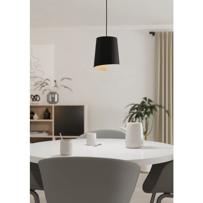 Eglo Lampada a Sospensione Bolivia E27 - 1 Luce 40W Ø18cm in Metallo Nero e Sabbia