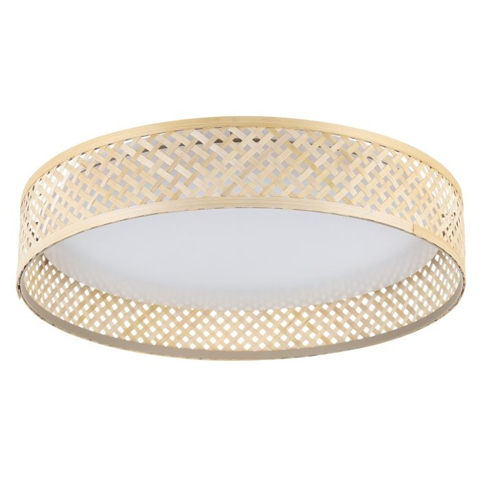 Eglo Luppineria Lampada da Soffitto Boho in Bambù e Legno Naturale con Illuminazione LED - Bianco Caldo