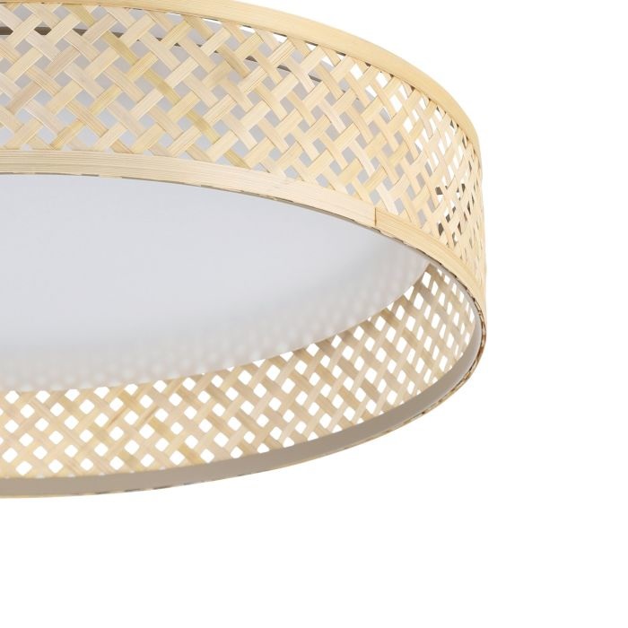 Eglo Luppineria Lampada da Soffitto Boho in Bambù e Legno Naturale con Illuminazione LED - Bianco Caldo