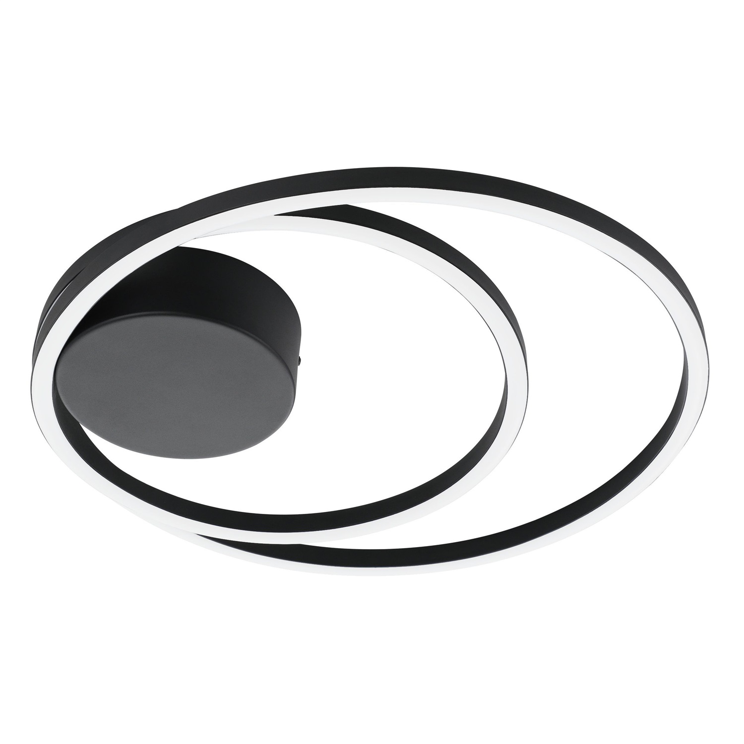 EGLO Plafoniera LED Ruotale Ø 45 cm, 36W, 4400 lumen, luce calda 3000K, struttura in alluminio e acciaio, finitura nera e bianca