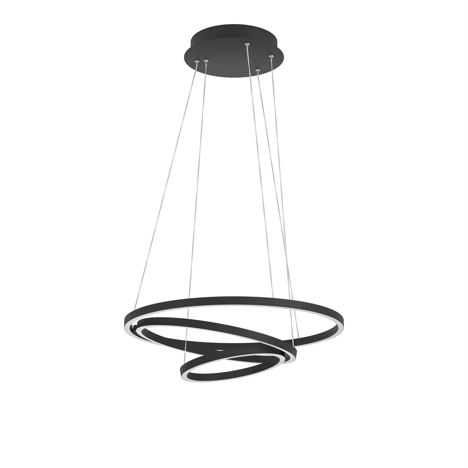 Eglo Lobinero-Z Lampada a Sospensione LED Dimmerabile con Controllo Vocale Alexa, Colore Luce Regolabile, Metallo Nero, Ø58cm, 6000 Lumen