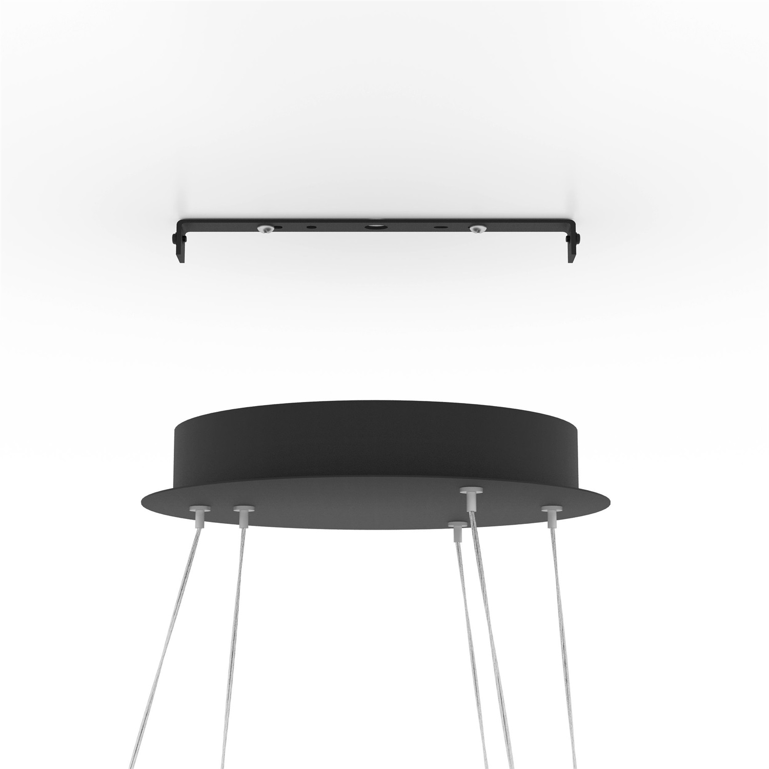 Eglo Lobinero-Z Lampada a Sospensione LED Dimmerabile con Controllo Vocale Alexa, Colore Luce Regolabile, Metallo Nero, Ø58cm, 6000 Lumen