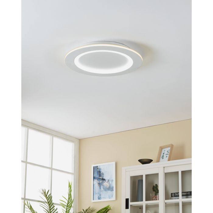 EGLO Plafoniera LED Padrogiano-Z Ø 45 cm, bianco, dimmerabile, controllo vocale Alexa, tecnologia ZigBee, cornice RGB, 3300 lumen