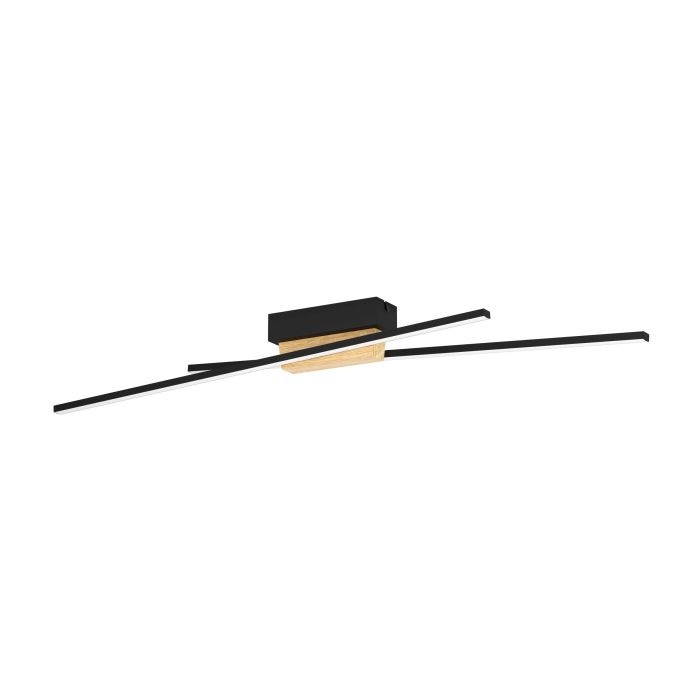 EGLO Lampada da Soffitto LED Panagria, Minimalista, 93.5x7.5 cm, Luce Calda Dimmerabile, 3120 Lumen, Struttura in Alluminio e Legno