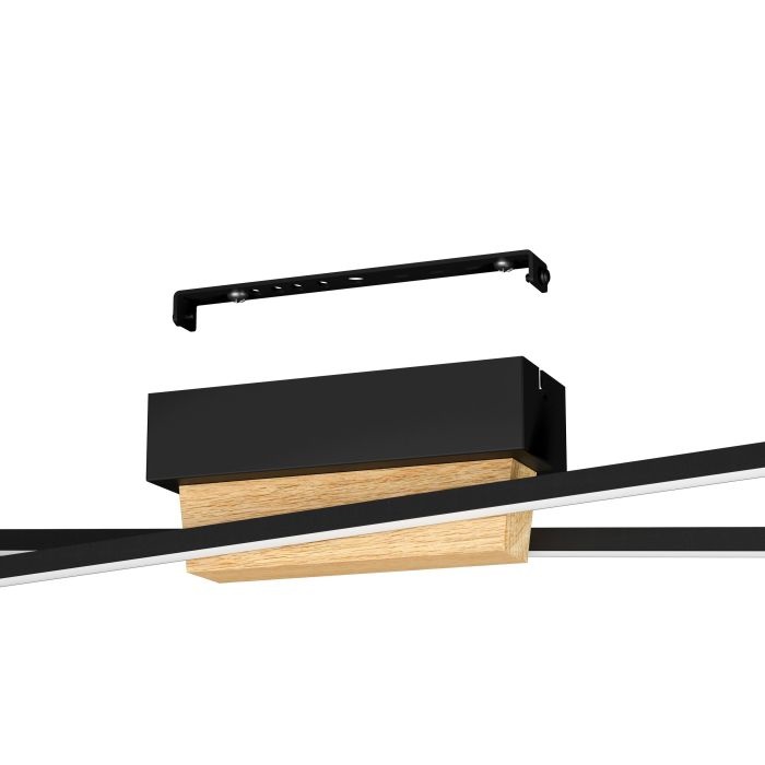 EGLO Lampada da Soffitto LED Panagria, Minimalista, 93.5x7.5 cm, Luce Calda Dimmerabile, 3120 Lumen, Struttura in Alluminio e Legno