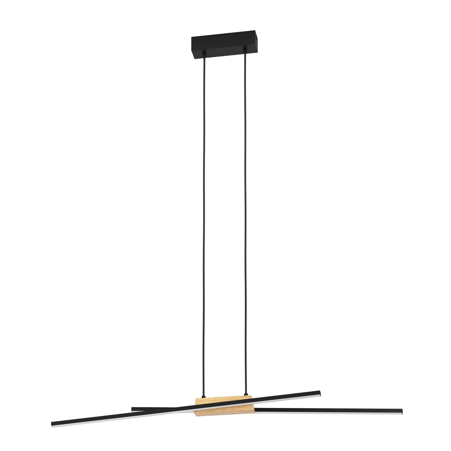 EGLO Lampadario LED Panagria Minimalista 2x13W, Luce Calda 3000K, 3120 Lumen, Struttura in Alluminio e Legno, Finitura Nero e Bianco