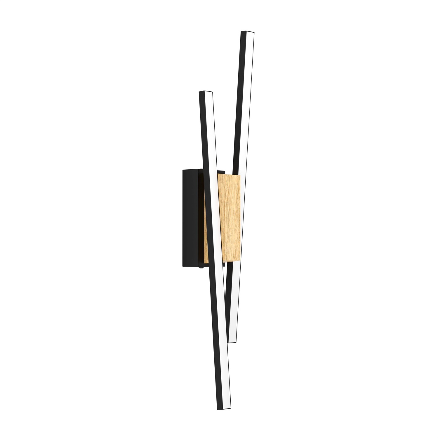EGLO Panagria Plafoniera LED Minimalista 40 W, 57 cm, in Alluminio e Legno, Bianco Caldo, Nero e Marrone