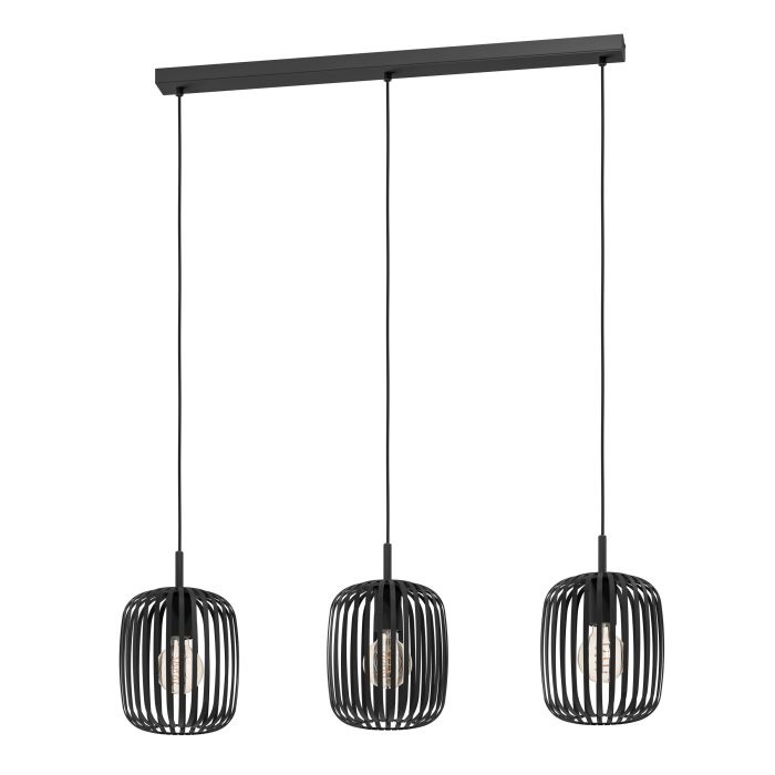 EGLO Romazzina Lampada a Sospensione 3 Luci E27 in Metallo Nero per Sala da Pranzo