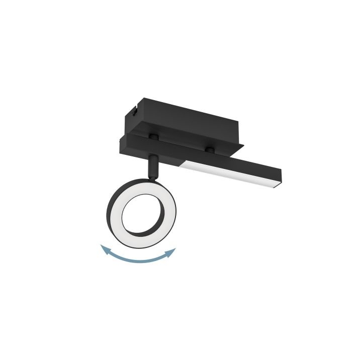 Eglo Cardillio 2 - Lampada da soffitto LED orientabile in nero, luce bianco caldo