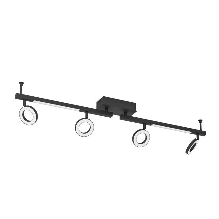 Eglo Cardillio 2 Lampada da Soffitto LED 4 Luci Orientabili in Nero Satinato, Bianco Caldo