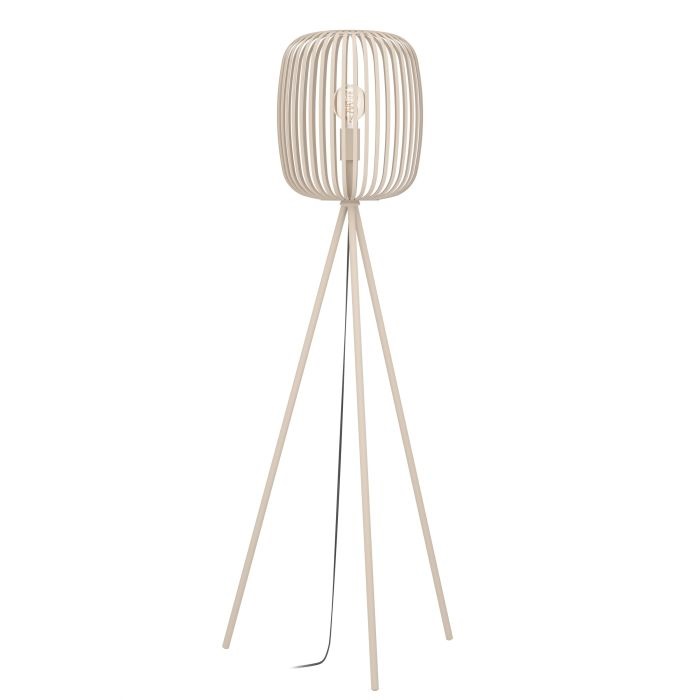 EGLO Romazzina Lampada da Terra con Treppiede in Metallo Color Sabbia, Attacco E27, Altezza 140,5 cm