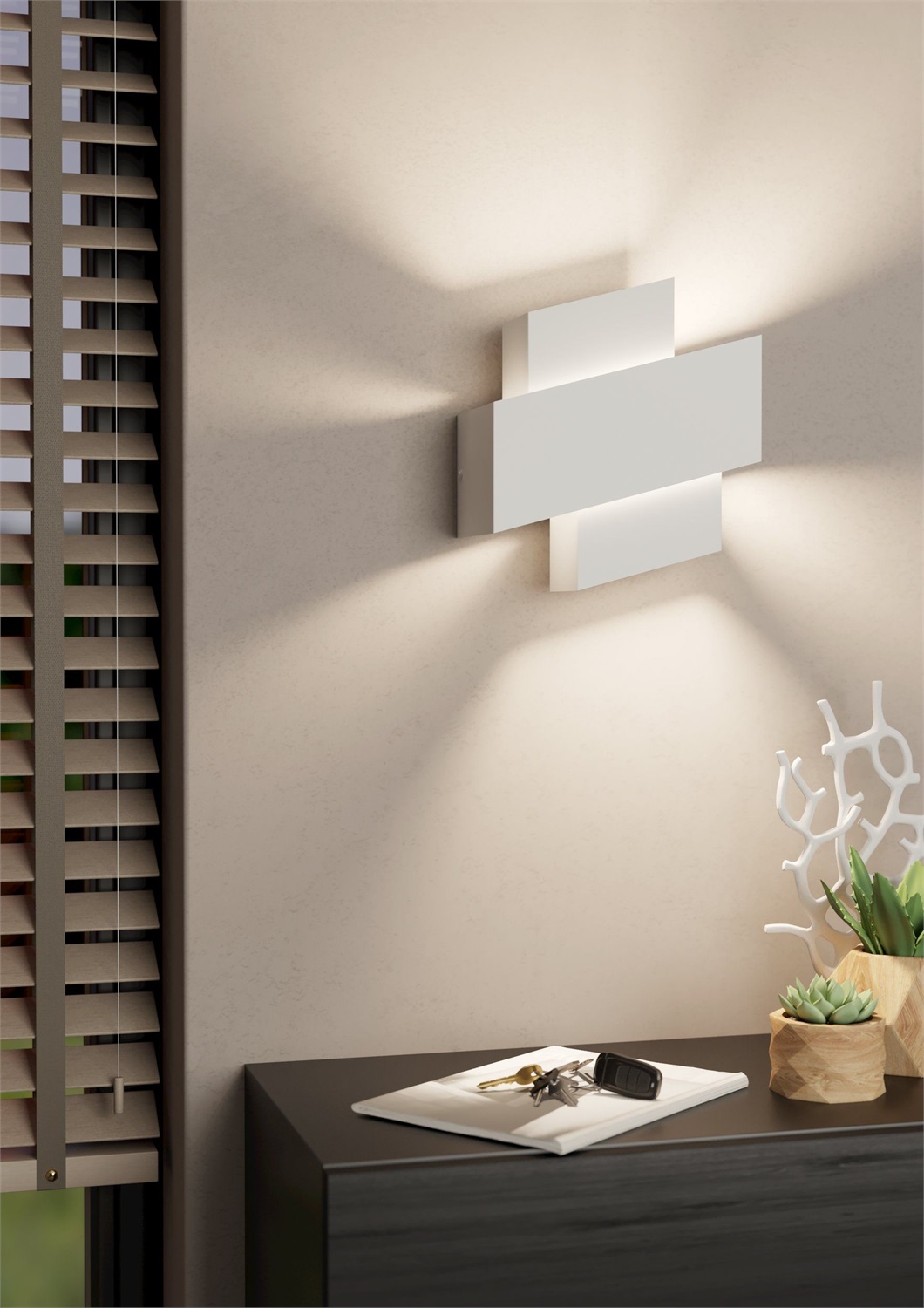 EGLO Timparossa Applique da Parete in Metallo Bianco Opaco E27 - Illuminazione Indiretta, 22x25.5 cm
