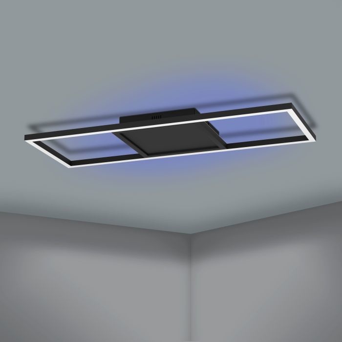 EGLO Calagrano-Z Plafoniera LED Dimmerabile Smart Home con ZigBee, Controllo Vocale Alexa, Retroilluminazione RGB, Bianco Caldo - Freddo, 64 x 24 cm, Metallo Nero