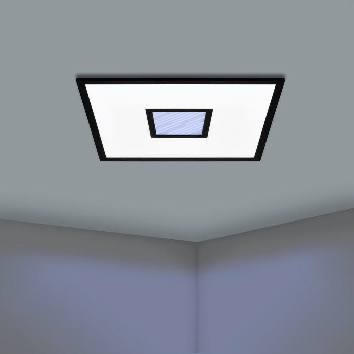 Eglo Plafoniera LED Bordonara 21,5W 450x450mm Dimmerabile con Telecomando RGB in Metallo Nero e Plastica Bianca