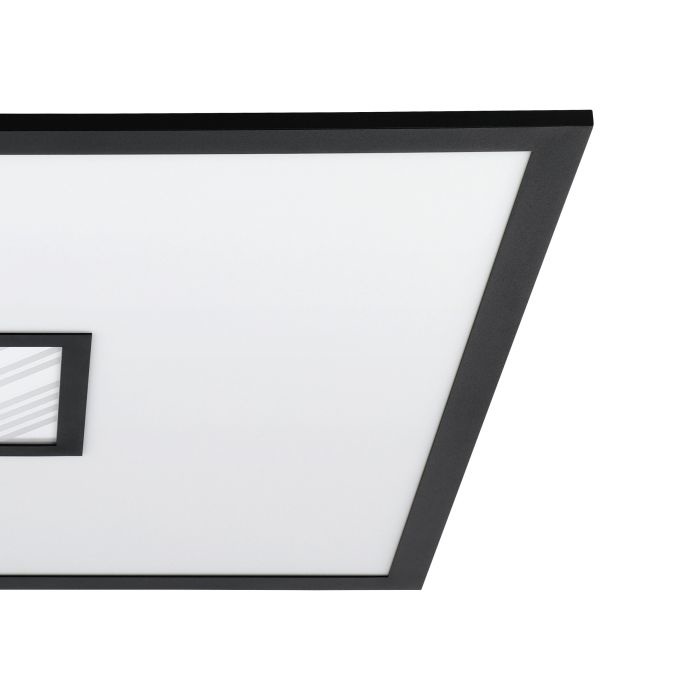 Eglo Plafoniera LED Bordonara 60x60 cm Dimmerabile con Telecomando, Metallo Nero e Plastica Bianca, RGB e Luce Bianco Caldo - Bianco Freddo