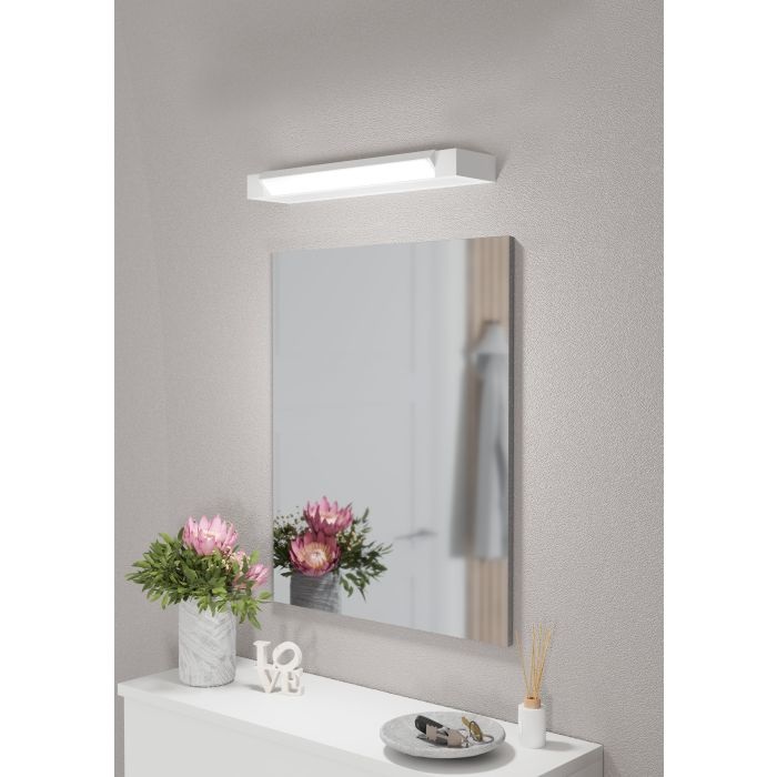 EGLO Gemiliana Lampada a Parete LED 8,9 W 1000 lm, Lampada Specchio per Bagno in Metallo e Plastica Bianca, IP44