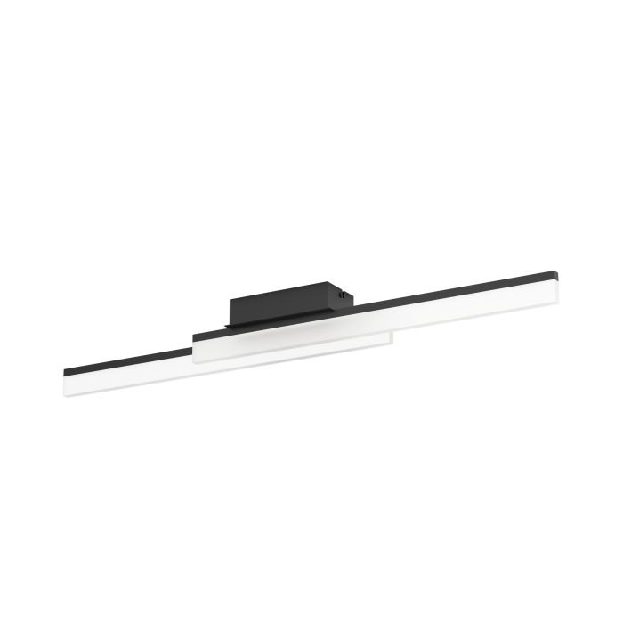 EGLO Palmital - Lampada da soffitto minimalista per bagno in metallo nero e plastica bianca, bianco caldo, IP44, L 88 cm