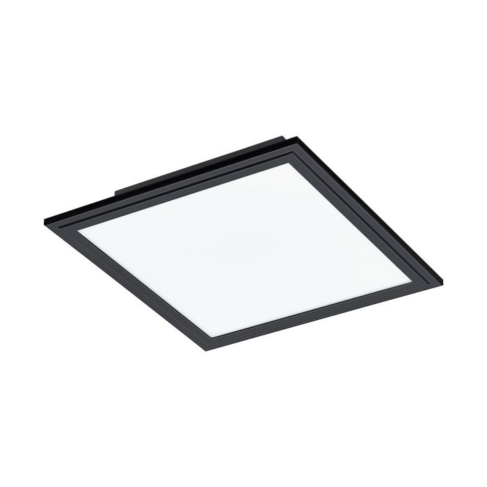 Eglo Salobrena 1 - Pannello LED quadrato 30x30 cm in plastica bianca e metallo nero per ufficio, corridoio e cucina, luce bianca neutra