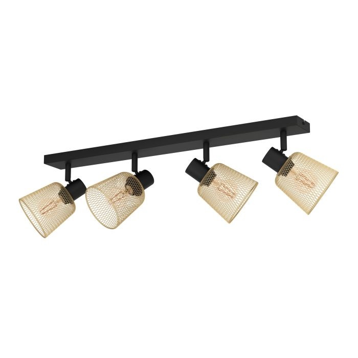 Eglo Coslada Spot Moderno in Acciaio Nero - 4 Luci E27 40W - Dimmerabile - IP20