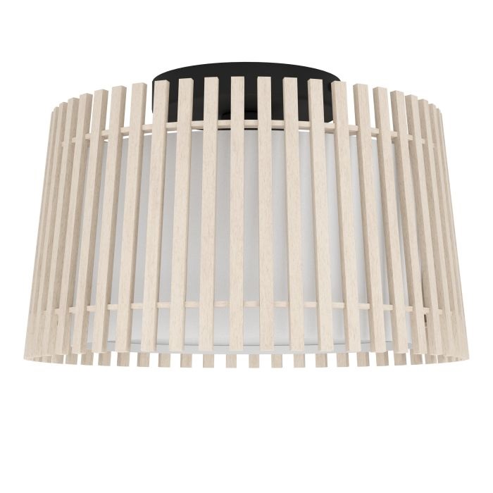 EGLO FATTORIA - Lampada da parete/soffitto dimmerabile in legno chiaro e tessuto bianco, Ø38 cm, attacco E27