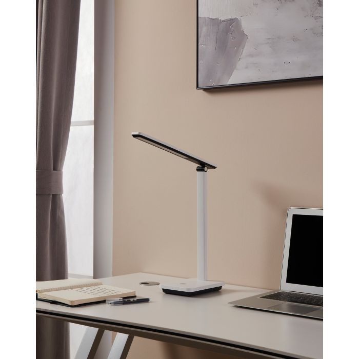 Eglo Lampada da Tavolo Minimal Iniesta - LED 3,6W Dimmerabile Touch, Ricarica USB, Policarbonato Bianco e Nero