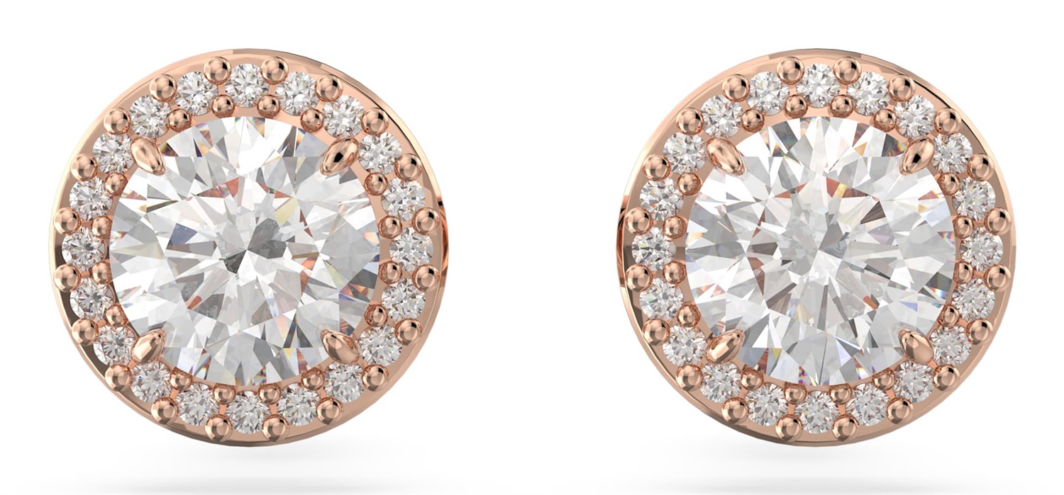 Swarovski Orecchini a Lobo Una Angelic in Placcato Oro Rosa con Cristalli Bianchi - Misure 0,9 cm