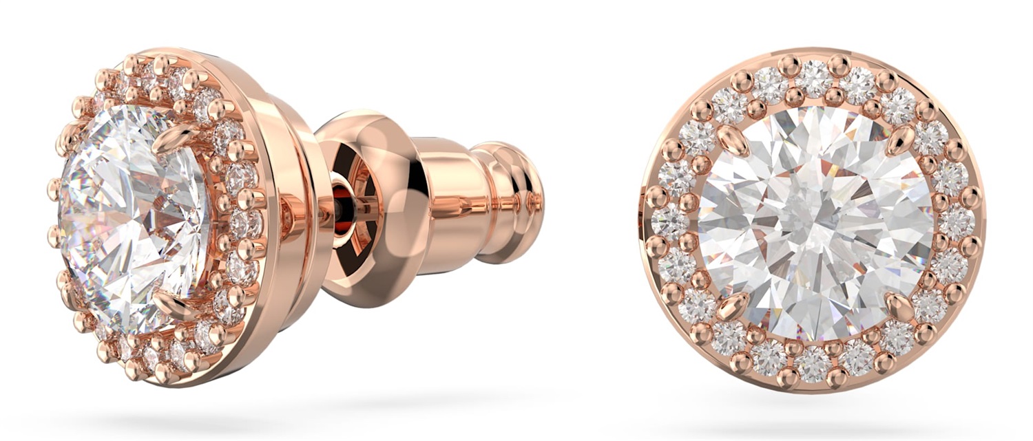Swarovski Orecchini a Lobo Una Angelic in Placcato Oro Rosa con Cristalli Bianchi - Misure 0,9 cm