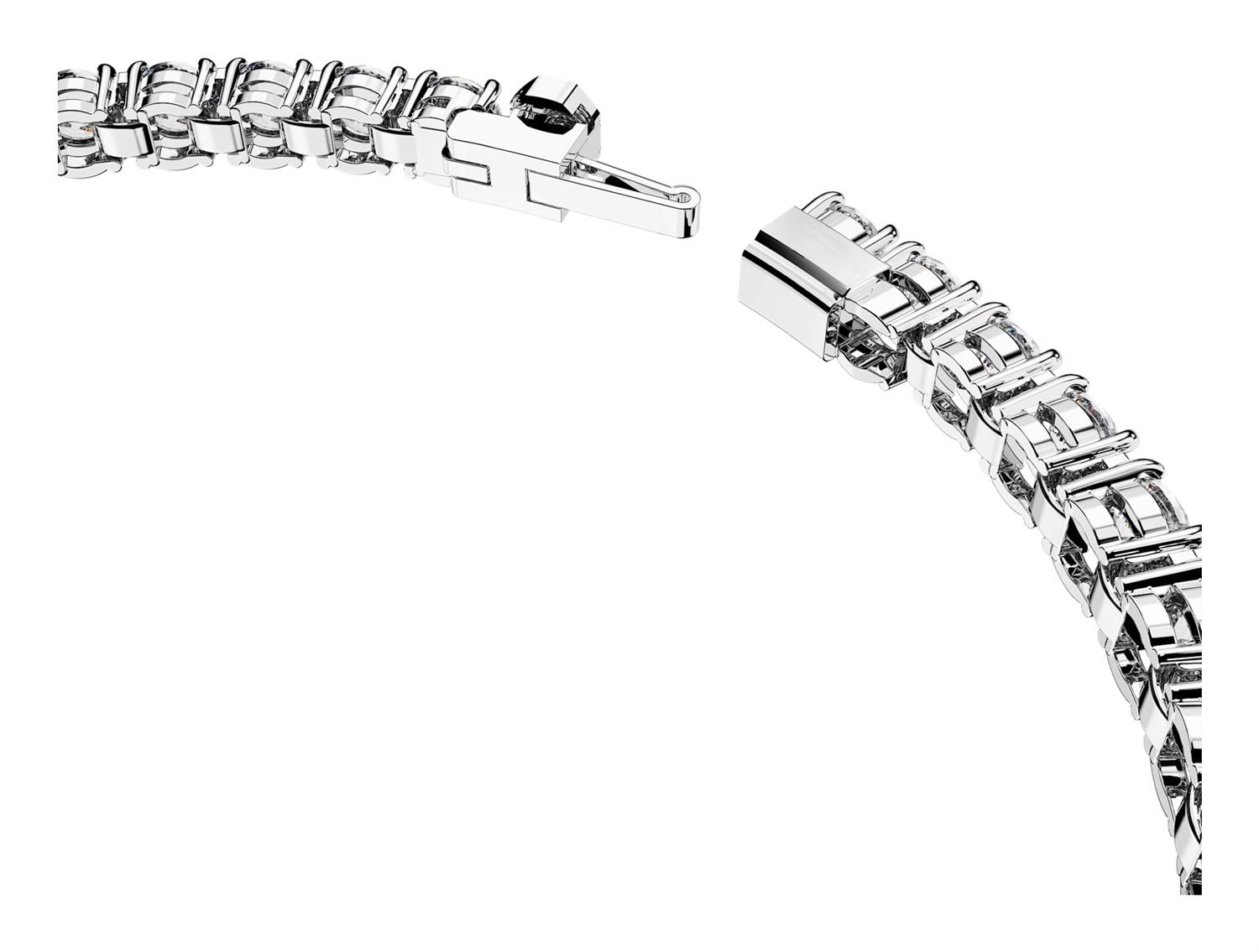 Swarovski Matrix Braccialetto Tennis M, Zirconia a Taglio Tondo, Placcato Rodio, Bianco, Lunghezza 16,5 cm