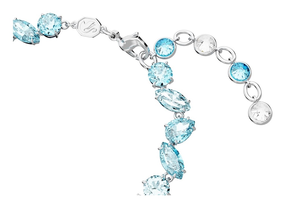 Swarovski Gema Braccialetto con Cristalli a Taglio Misto, Placcato Rodio, Blu, Lunghezza 17-20 cm, Ampiezza 0,6 cm