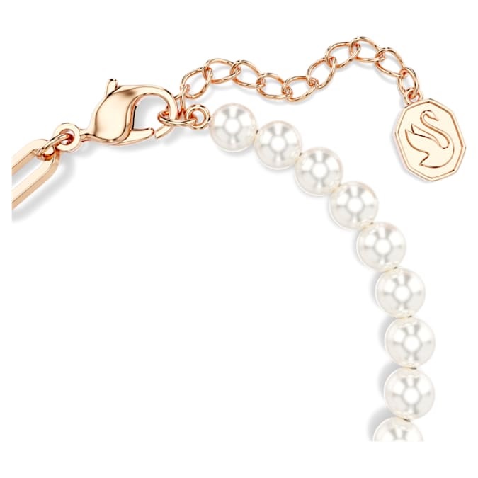 Swarovski Bracciale da Donna Teddy Placcato Oro Rosa 5669169 - Lunghezza 15,5-18,5 cm, Decorazione 1,8x1,5 cm, Chiusura Moschettone
