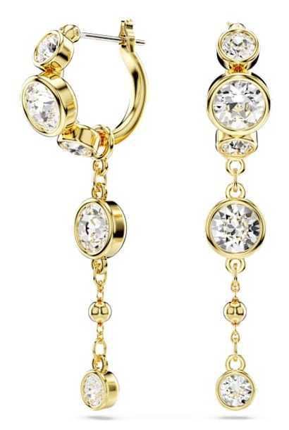 Swarovski Orecchini Pendent Imber, Taglio Tondo, Bianchi, Placcati Oro, 4.3 x 0.7 cm